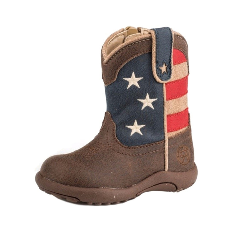 Roper Western Boot Boys Cowbabies Patriot Brown 09-016-1902-0380 BR Image 1