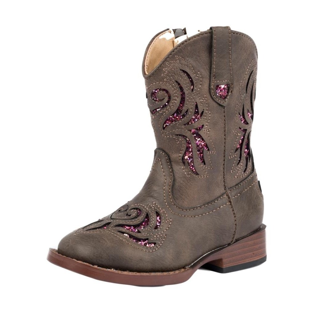 Roper Western Boots Girls Glitter Breeze Brown 09-017-1901-2015 BR Image 1