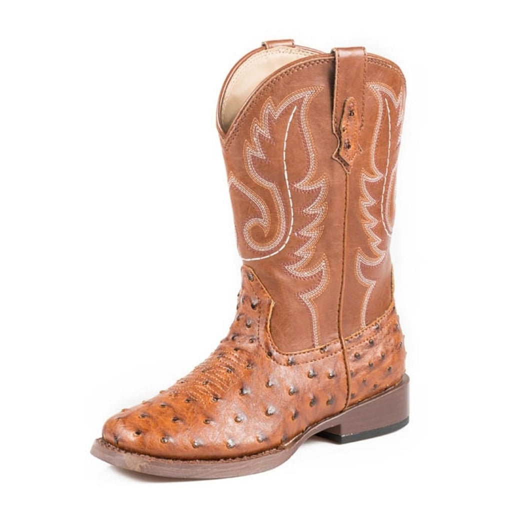 Roper Western Boots Boys Cowboy Kids Ostrich Tan 09-018-1900-0807 TA Image 1