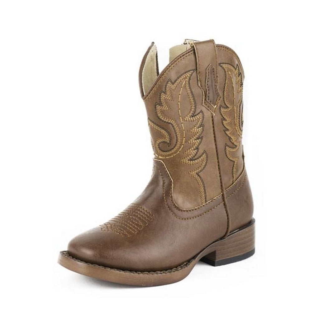 Roper Western Boots Boys Square Toe Stitch Brown 09-017-1900-1701 BR Image 1