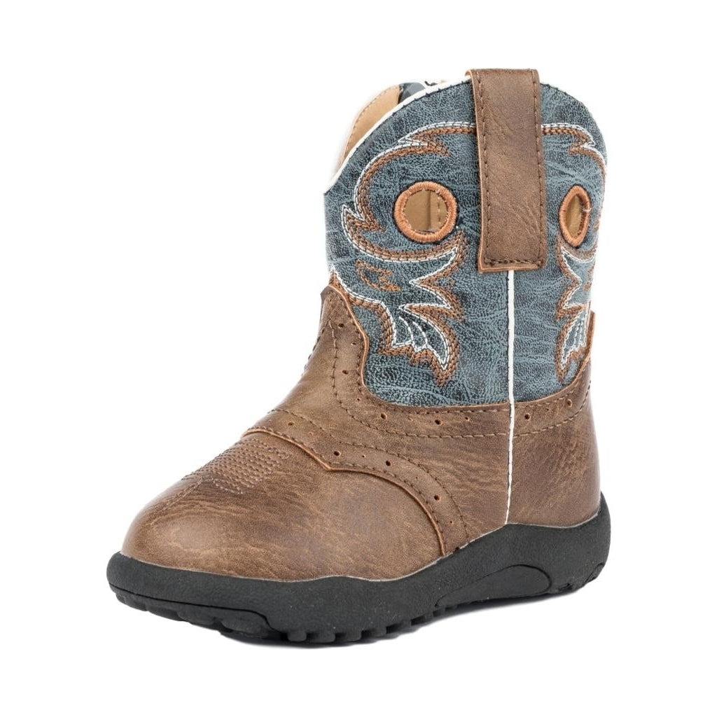 Roper Western Boots Boys Cowboy Infant Brown Blue 09-016-1224-2201 BR Image 1