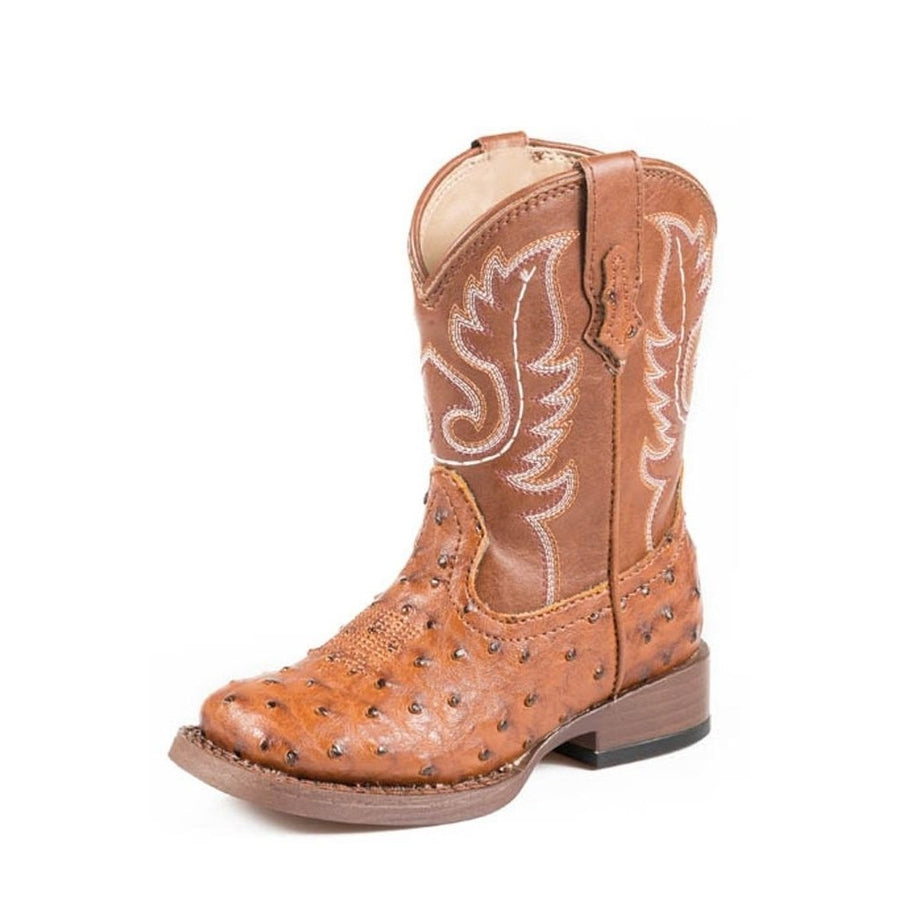 Roper Western Boots Boys Cowboy Kids Ostrich Tan 09-017-1900-0807 TA Image 1