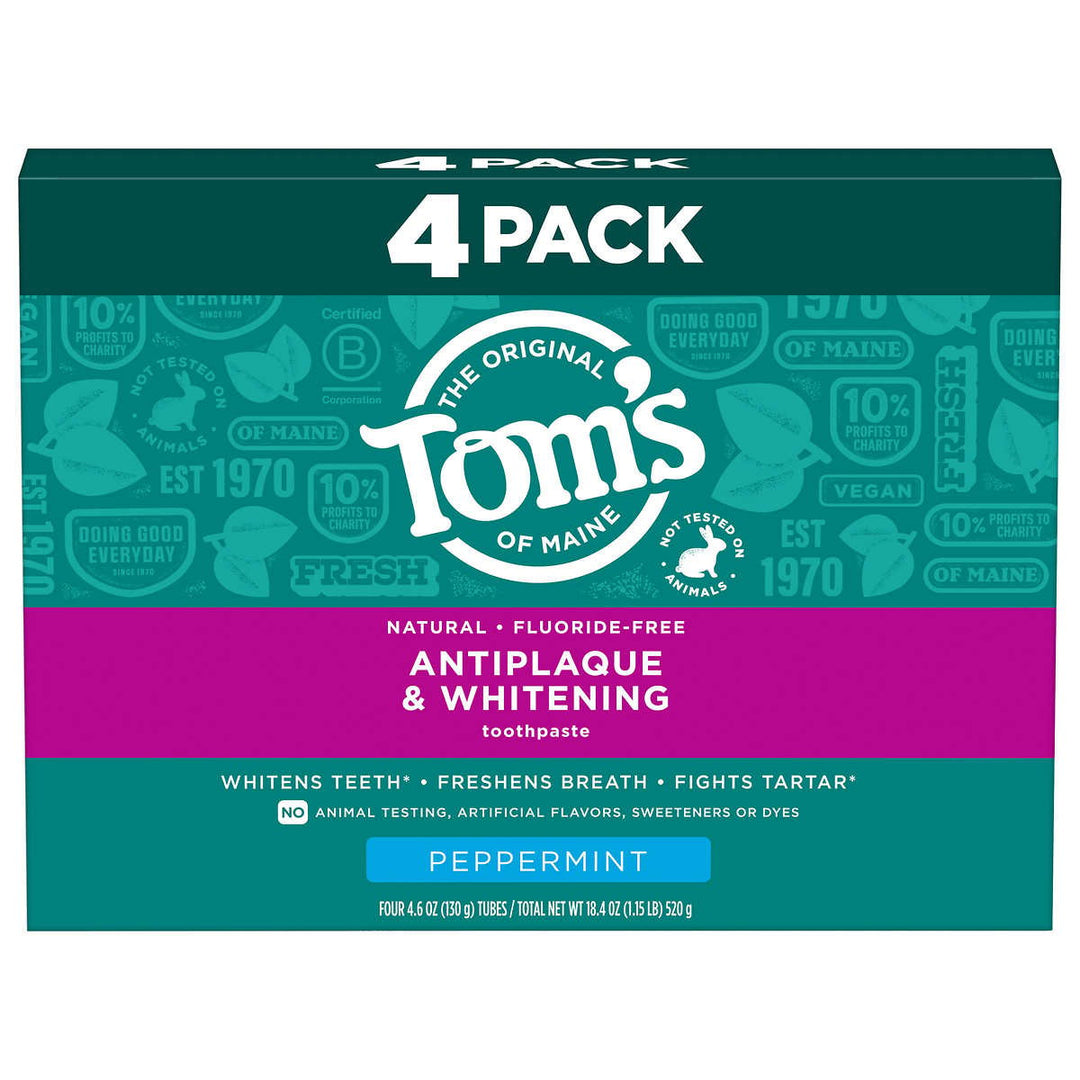 Toms of Maine Antiplaque and Whitening Toothpaste 4.6 Ounce (Pack of 4) Image 1