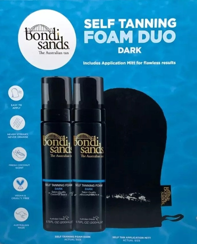Bondi Sands Dark Self Tanning Tan Foam - 6.76 oz Each + Mitt (2 Pack) Image 1