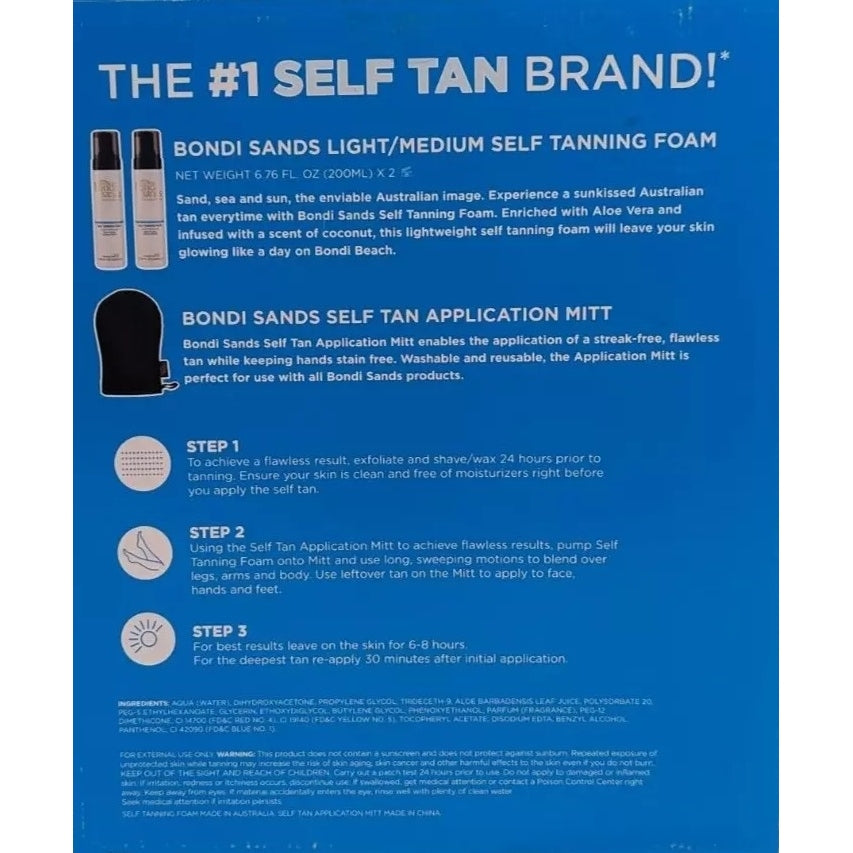 Bondi Sands Dark Self Tanning Tan Foam - 6.76 oz Each + Mitt (2 Pack) Image 2