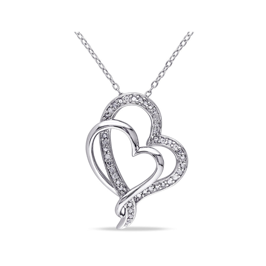 1/4 Carat (ctw I2-I3) Diamond Heart Pendant in Sterling Silver with Chain Image 1