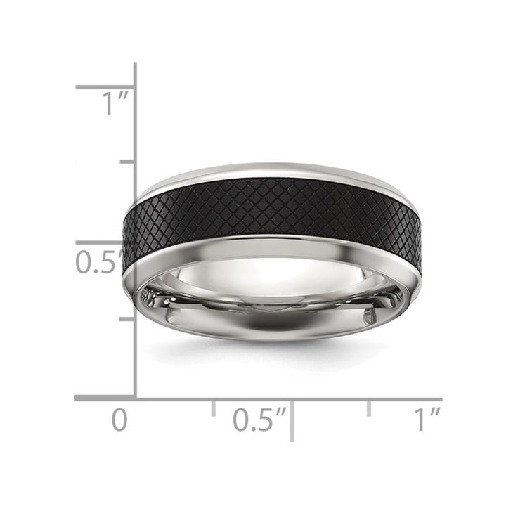 Mens Stainless Steel Black Plated 8mm Band Ring Image 3