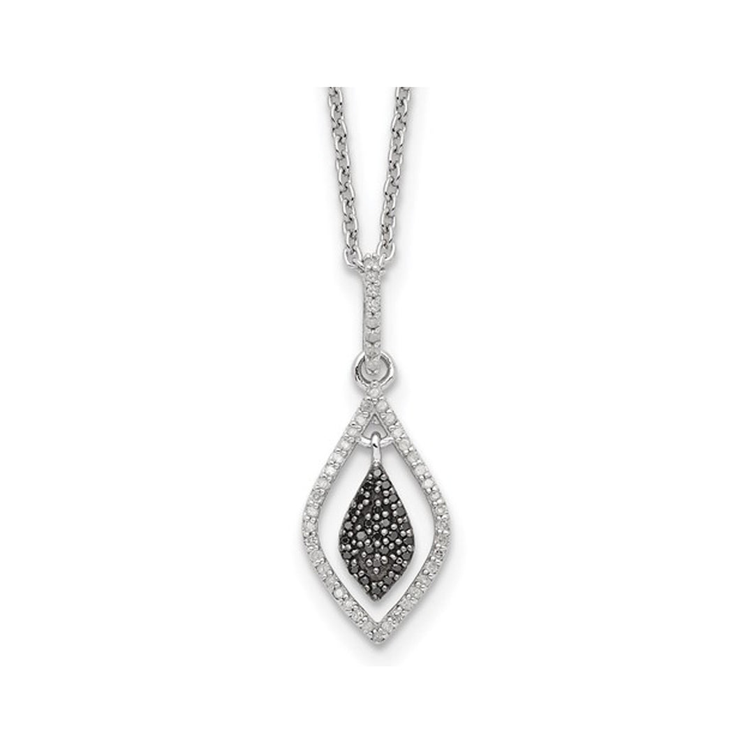 1/5 Carat (ctw) Black and White Diamond Drop Pendant Necklace in Sterling Silver with Chain Image 1