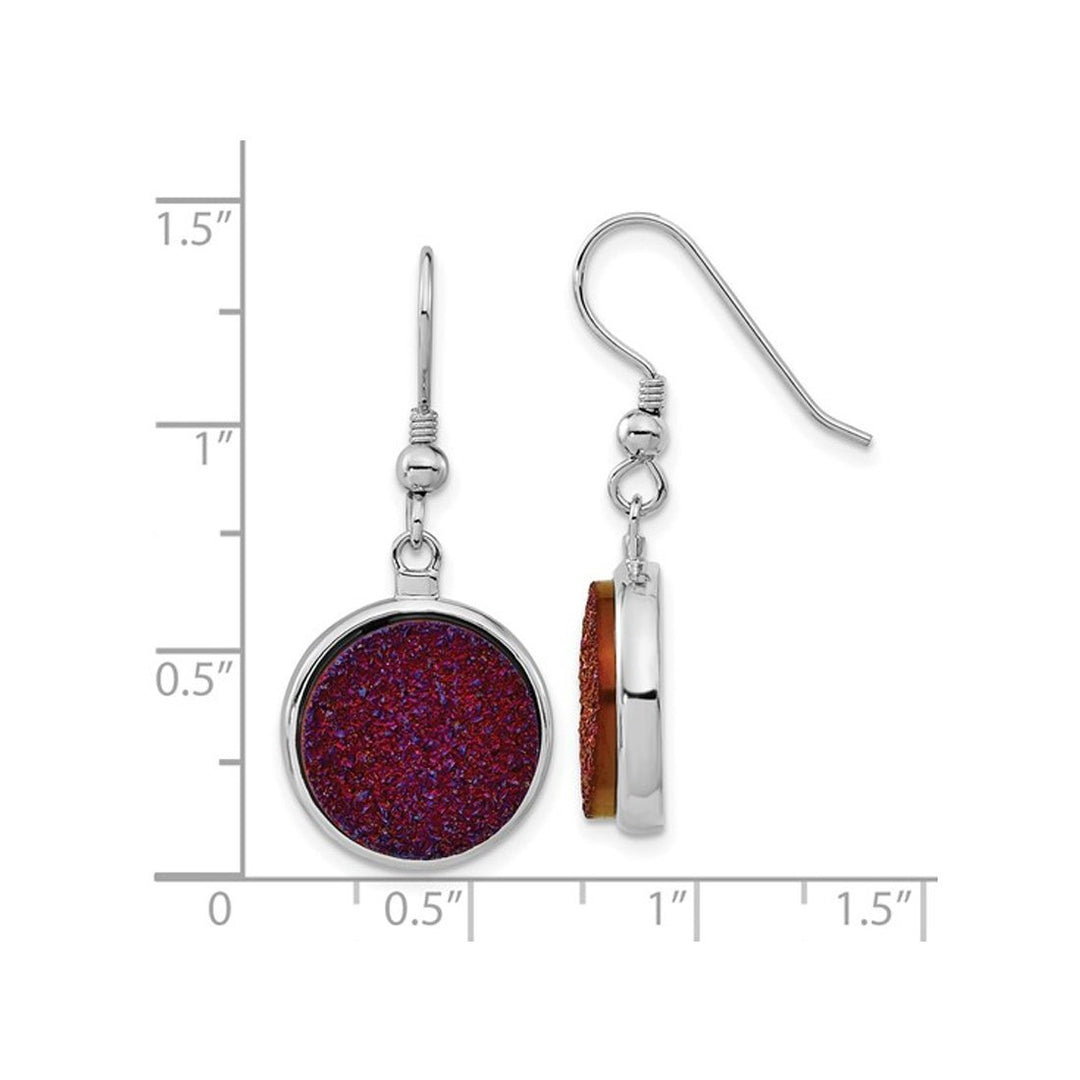 Purple Druzy Quartz Dangle Circle Earrings in Sterling Silver Image 4