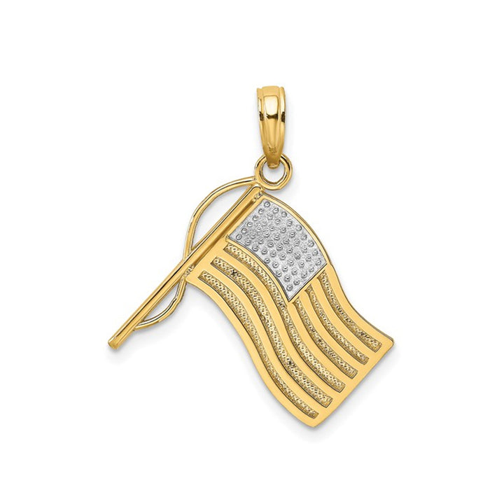 American Flag Pendant Necklace in 10K Yellow Gold (NO CHAIN) Image 1