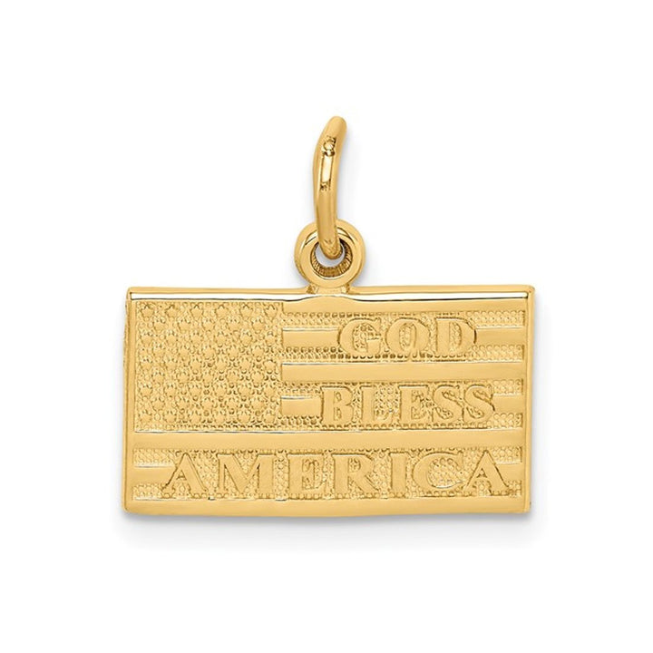 14K Yellow Gold God Bless America Flag Pendant (NO CHAIN) Image 1