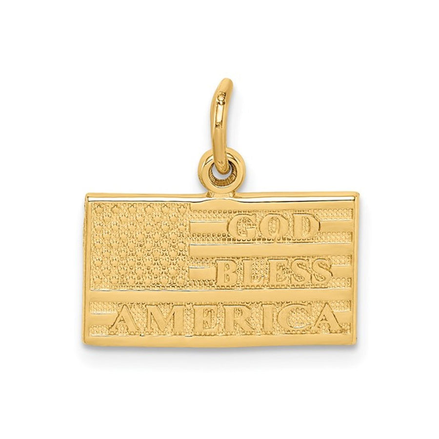 14K Yellow Gold God Bless America Flag Pendant (NO CHAIN) Image 1