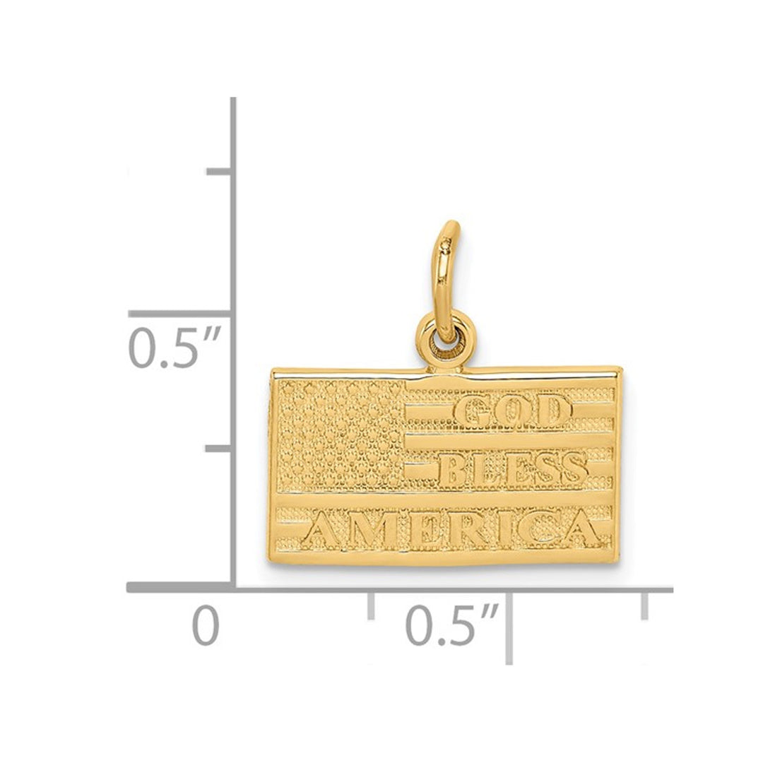 14K Yellow Gold God Bless America Flag Pendant (NO CHAIN) Image 3