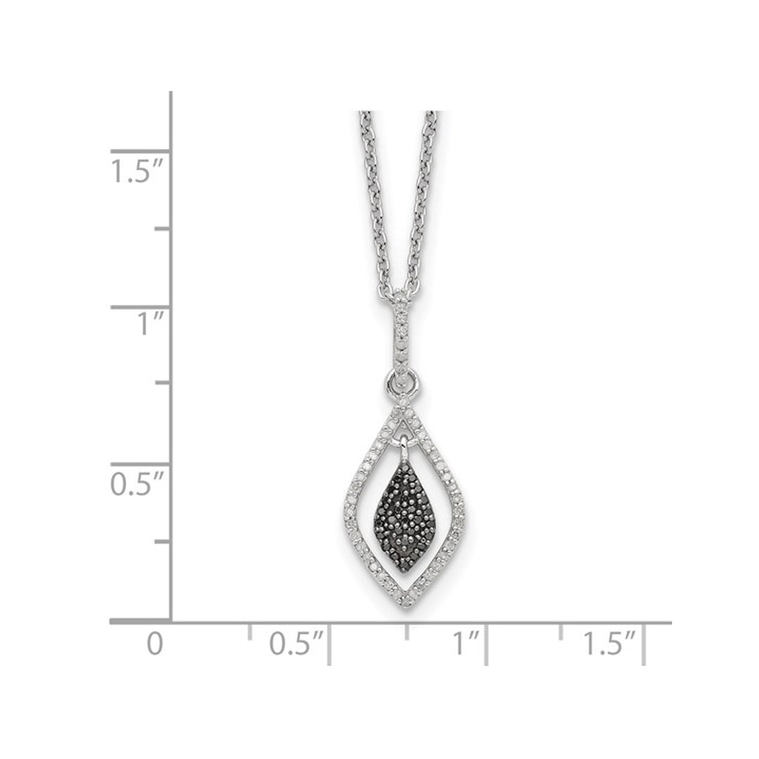 1/5 Carat (ctw) Black and White Diamond Drop Pendant Necklace in Sterling Silver with Chain Image 3