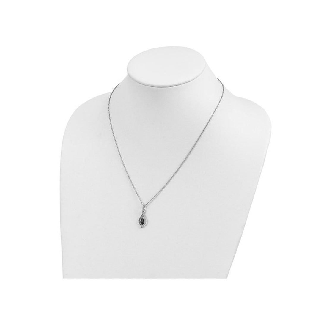 1/5 Carat (ctw) Black and White Diamond Drop Pendant Necklace in Sterling Silver with Chain Image 4