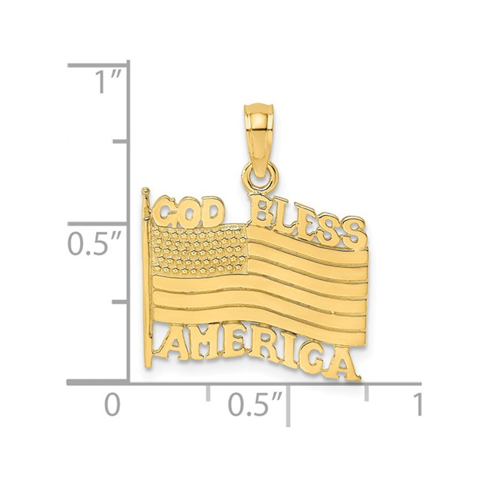 10K Yellow Gold God Bless America Flag Pendant (NO CHAIN) Image 3