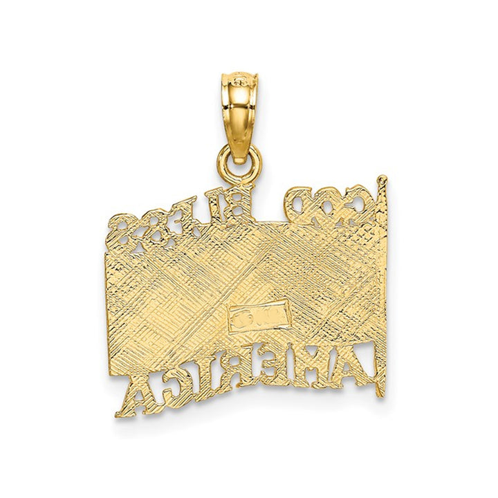 10K Yellow Gold God Bless America Flag Pendant (NO CHAIN) Image 4