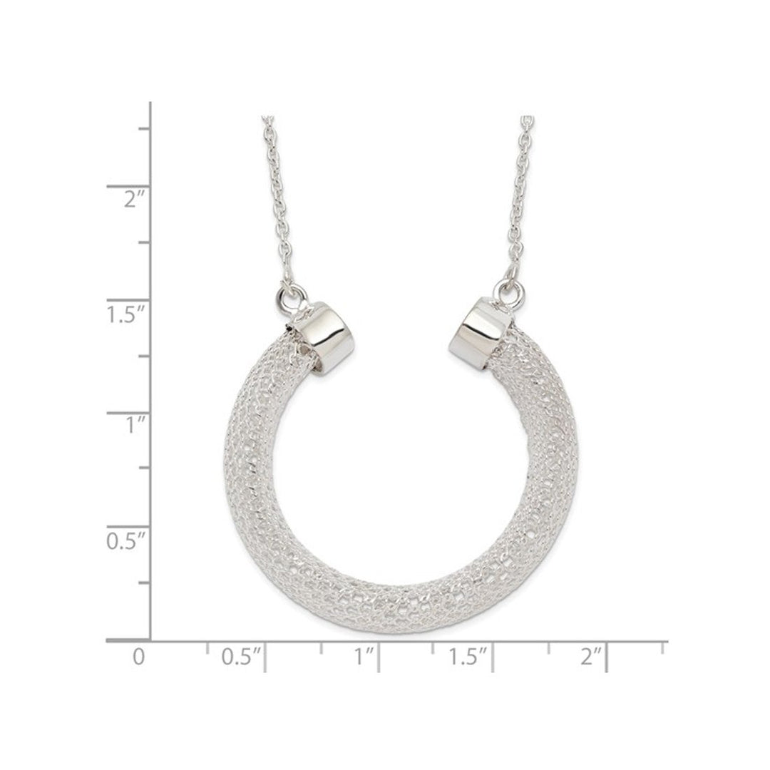 Sterling Silver Polished Mesh Hoop Necklace Pendant with Chain (16.5 Inches) Image 3