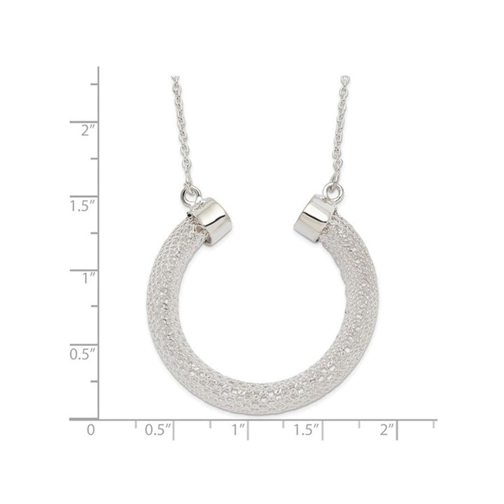 Sterling Silver Polished Mesh Hoop Necklace Pendant with Chain (16.5 Inches) Image 3