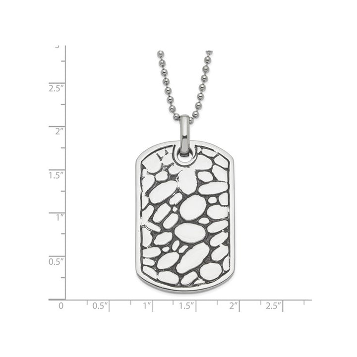 Mens Stainless Steel Pebble Dog Tag Pendant Necklace with Chain Image 4