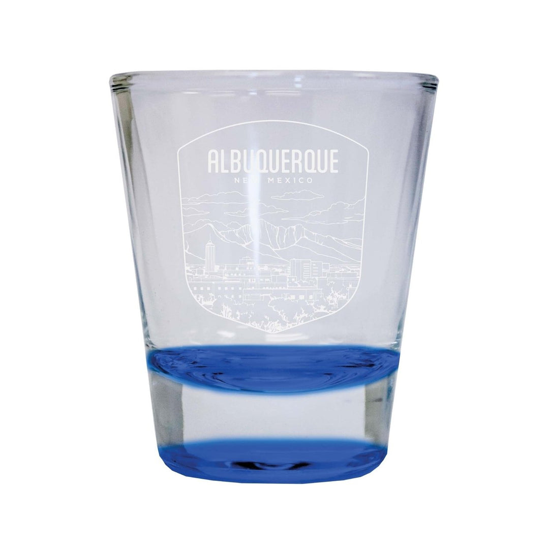 Albuquerque Mexico Souvenir 2 Ounce Engraved Shot Glass Round Image 1