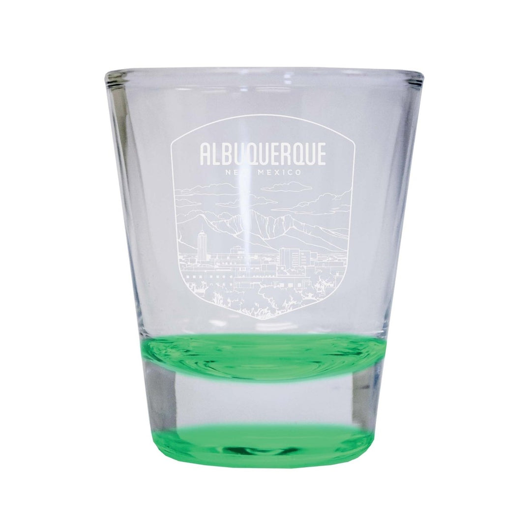 Albuquerque Mexico Souvenir 2 Ounce Engraved Shot Glass Round Image 1