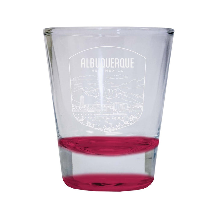 Albuquerque Mexico Souvenir 2 Ounce Engraved Shot Glass Round Image 1