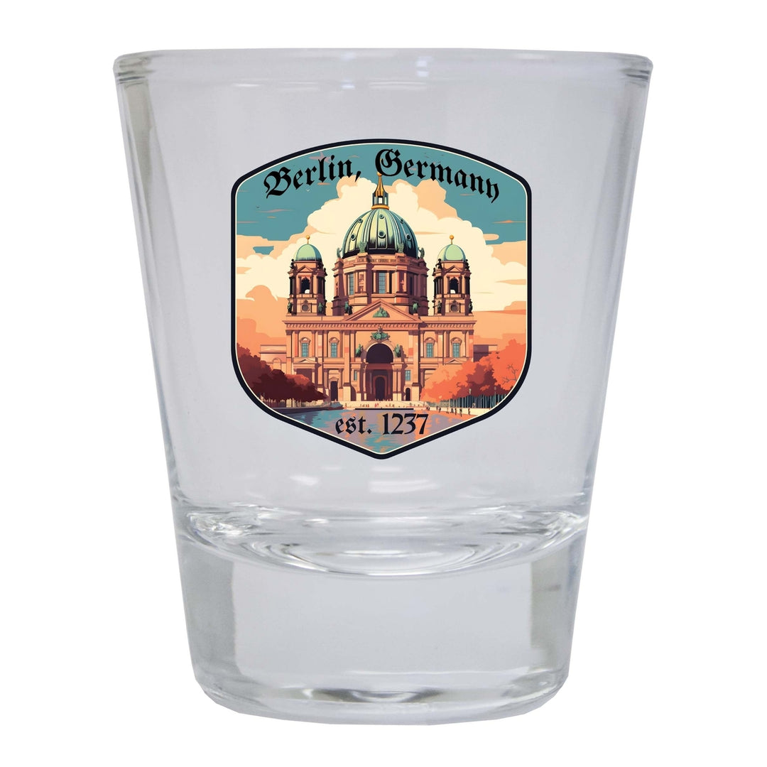 Berlin Germany Design B Souvenir 2 Ounce Shot Glass Round Image 3