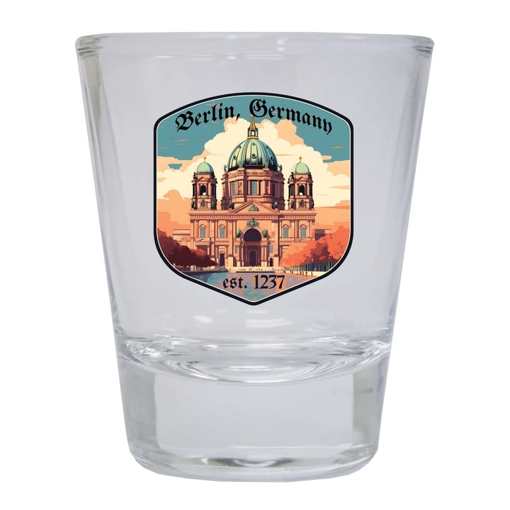 Berlin Germany Design B Souvenir 2 Ounce Shot Glass Round Image 3