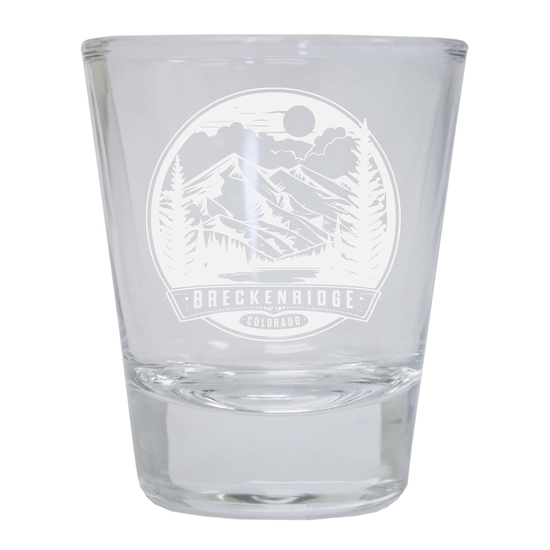 Brekenridge Colorado Souvenir 2 Ounce Engraved Shot Glass Round Image 1