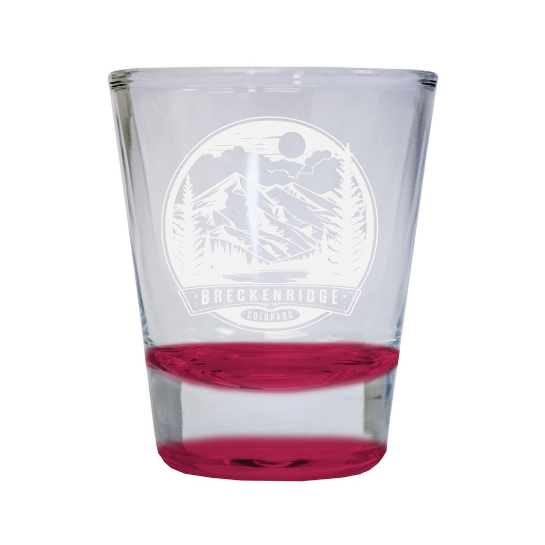 Brekenridge Colorado Souvenir 2 Ounce Engraved Shot Glass Round Image 1