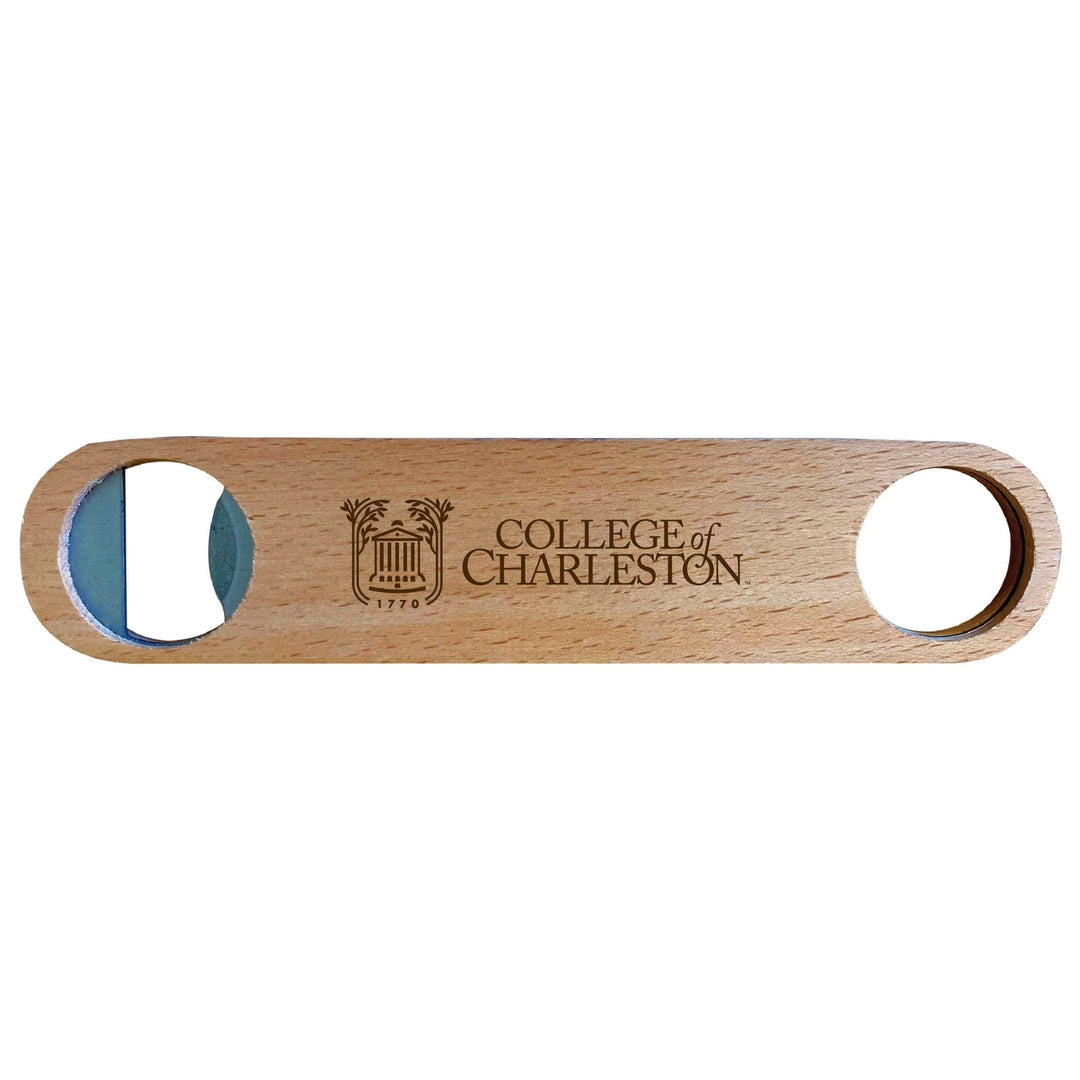 College of Charleston Engraved Wooden Bottle Opener Officially Licensed Collegiate Product Image 1