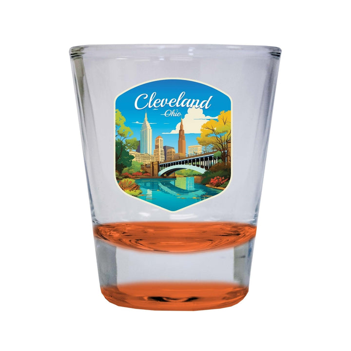 Cleveland Ohio Design B Souvenir 2 Ounce Shot Glass Round Image 1