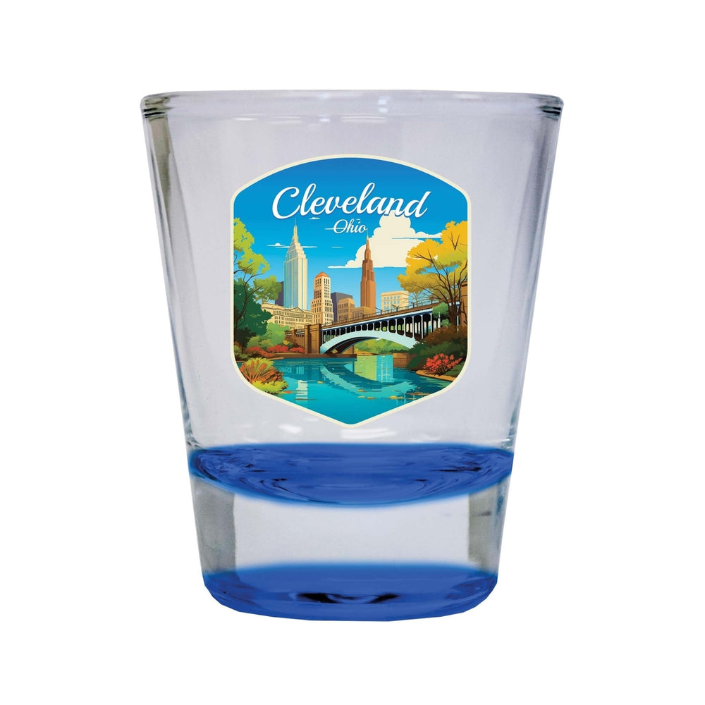 Cleveland Ohio Design B Souvenir 2 Ounce Shot Glass Round Image 2