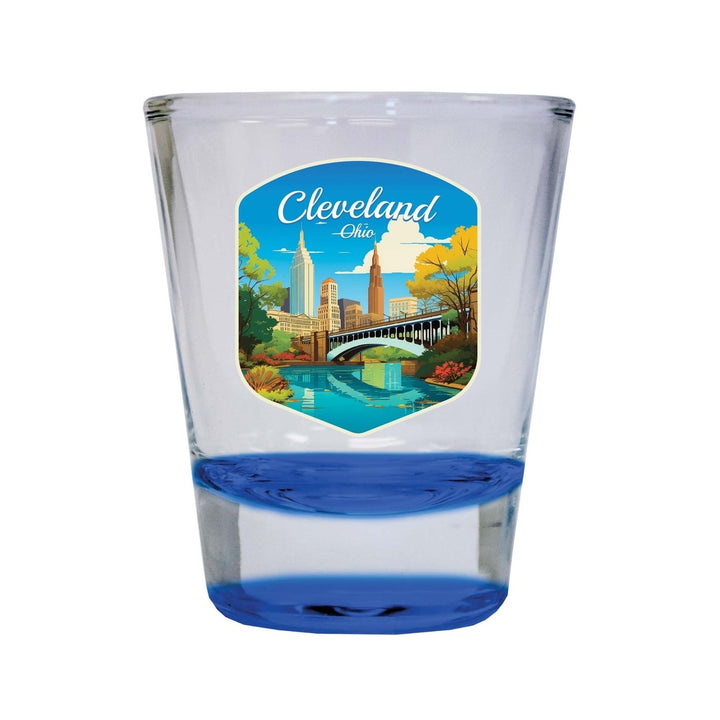 Cleveland Ohio Design B Souvenir 2 Ounce Shot Glass Round Image 1