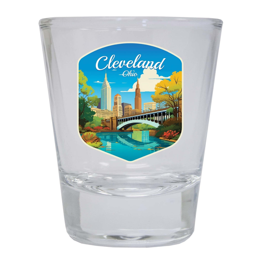 Cleveland Ohio Design B Souvenir 2 Ounce Shot Glass Round Image 3