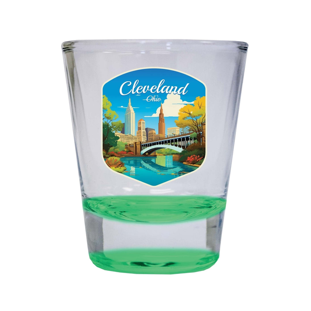 Cleveland Ohio Design B Souvenir 2 Ounce Shot Glass Round Image 4