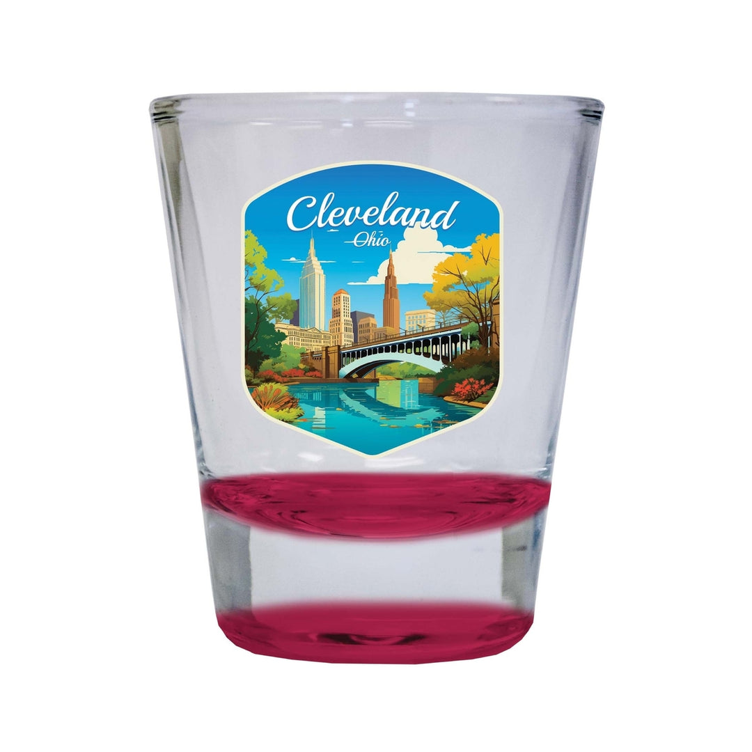 Cleveland Ohio Design B Souvenir 2 Ounce Shot Glass Round Image 4