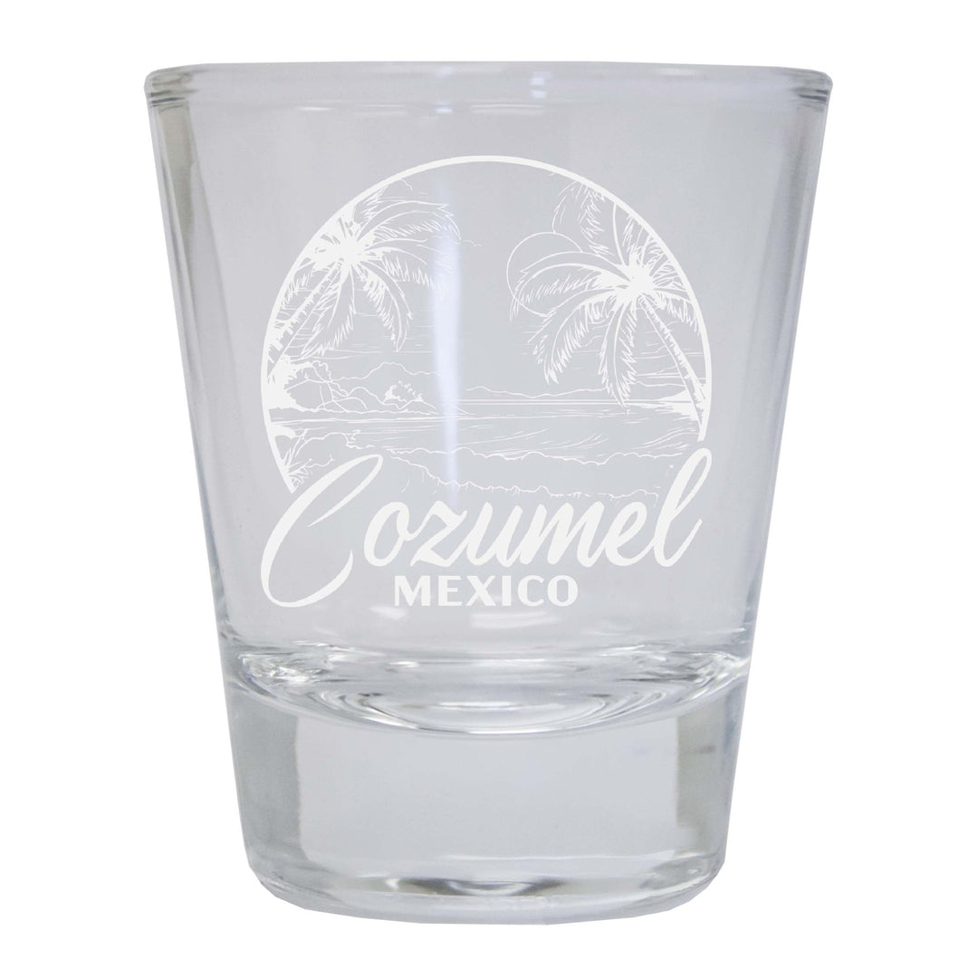 Cozumel Mexico Souvenir 2 Ounce Engraved Shot Glass Round Image 1