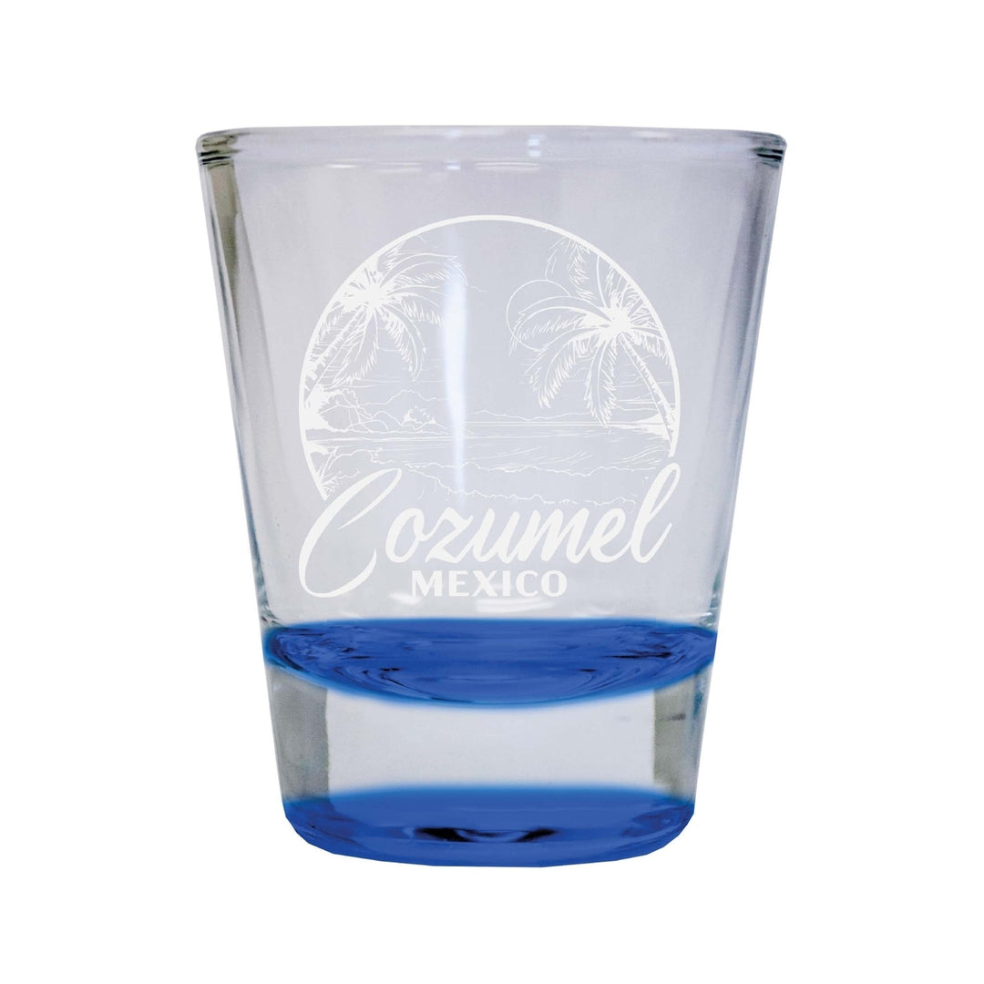 Cozumel Mexico Souvenir 2 Ounce Engraved Shot Glass Round Image 2