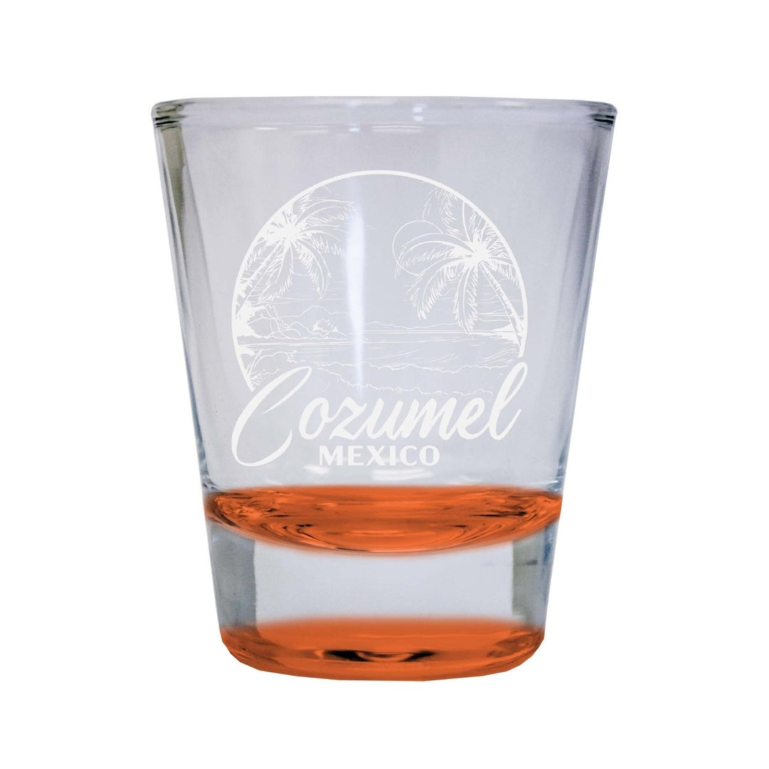 Cozumel Mexico Souvenir 2 Ounce Engraved Shot Glass Round Image 1