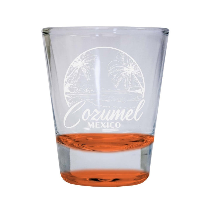 Cozumel Mexico Souvenir 2 Ounce Engraved Shot Glass Round Image 1