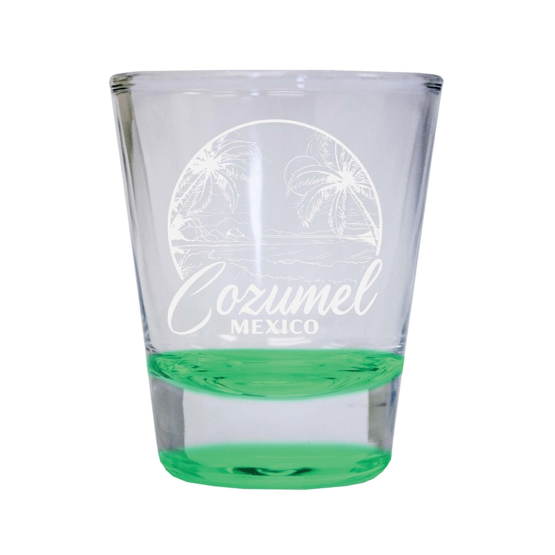 Cozumel Mexico Souvenir 2 Ounce Engraved Shot Glass Round Image 4