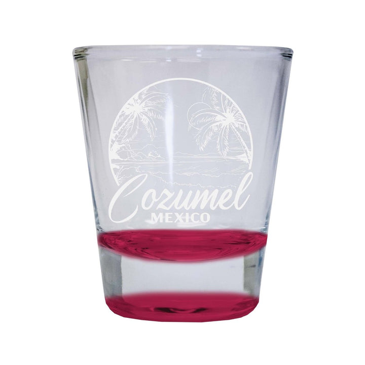 Cozumel Mexico Souvenir 2 Ounce Engraved Shot Glass Round Image 1