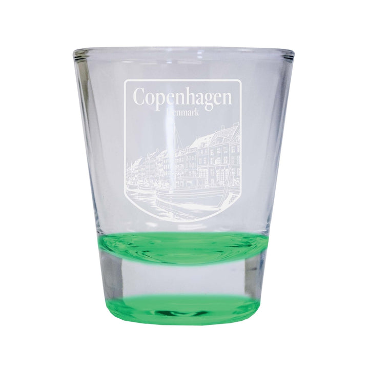 Copenhagen Denmark Souvenir 2 Ounce Engraved Shot Glass Round Image 2