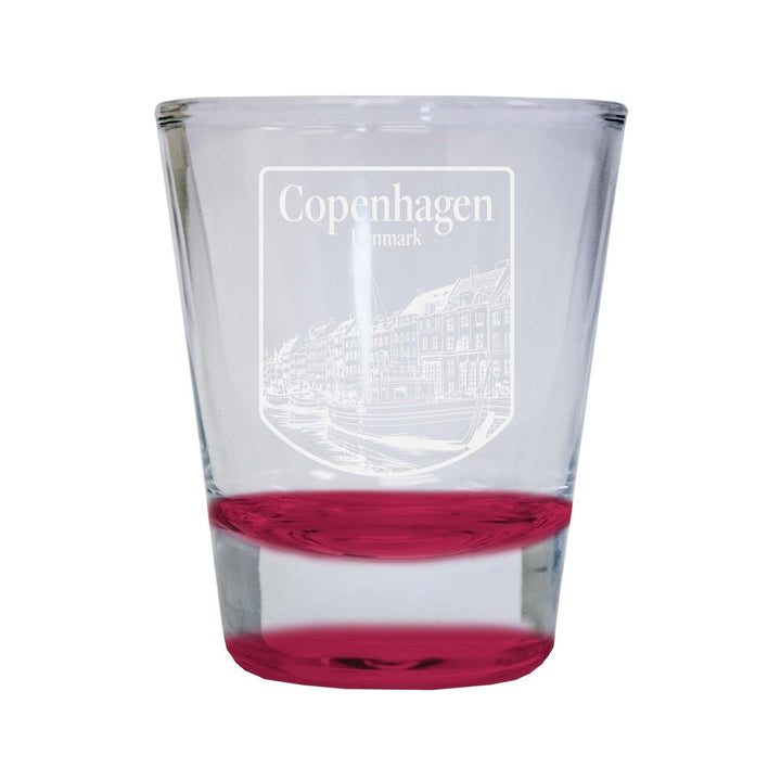 Copenhagen Denmark Souvenir 2 Ounce Engraved Shot Glass Round Image 4