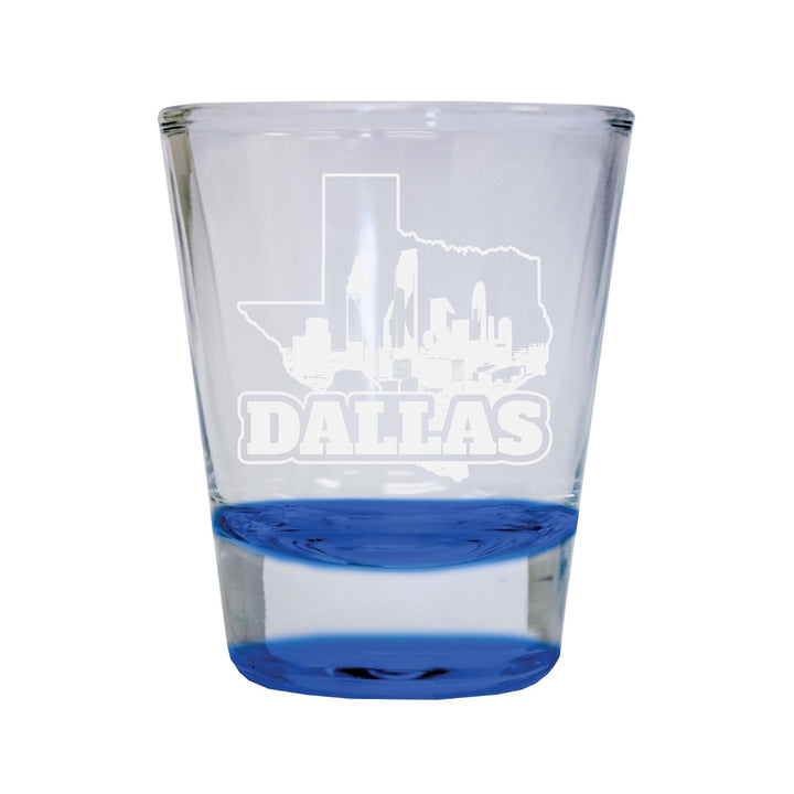 Dallas Texas Souvenir 2 Ounce Engraved Shot Glass Round Image 2