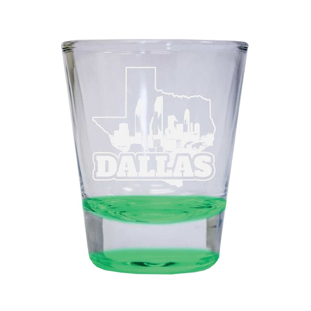 Dallas Texas Souvenir 2 Ounce Engraved Shot Glass Round Image 3