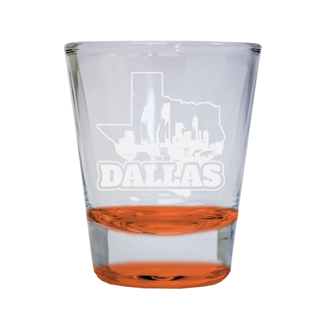 Dallas Texas Souvenir 2 Ounce Engraved Shot Glass Round Image 4