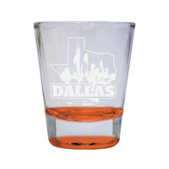 Dallas Texas Souvenir 2 Ounce Engraved Shot Glass Round Image 4